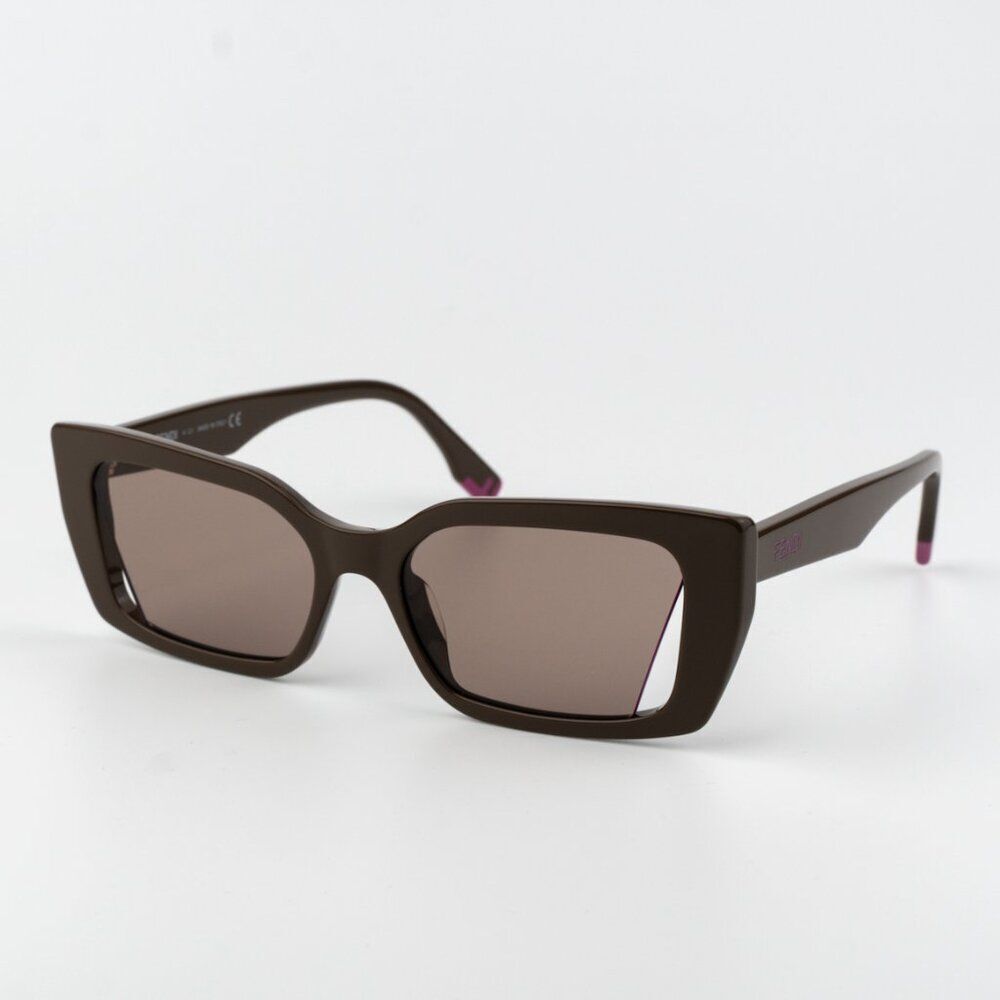 Fendi Women Sunglasses Shiny Truffle Light Brown Geometric FE40032I 50E NEW